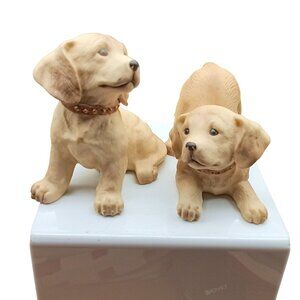 Vintage Homco Ceramic Labrador Dog Figurines Set Of 2 Home Interiors Playful Pup
